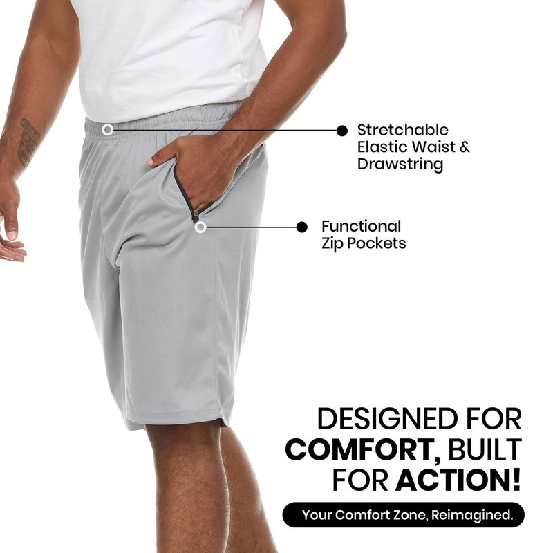 Essential Elements Athletic Shorts for Men - 4 Pack Men's Activewear Quick Dry Basketball Shorts - Workout, Gym, Running (Set I, Large)