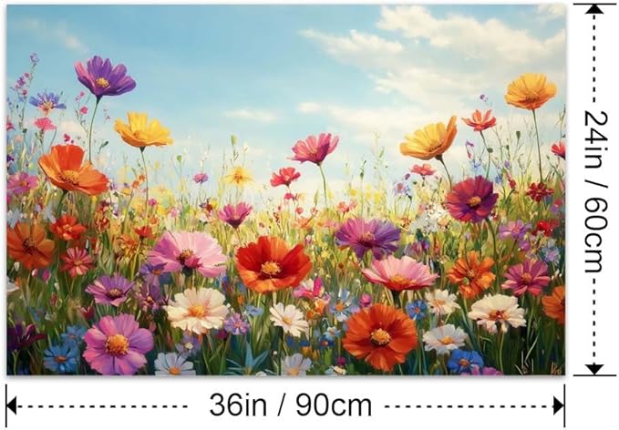 Yesad Colorful Wildflower Canvas Wall Art, Flowers Pictures Prints Printing Botanical Wall Art Floral Artwork Watercolor Flower Wall Décor for Living Room Bedroom Farmhouse (Unframed,36”x24”, Flower)