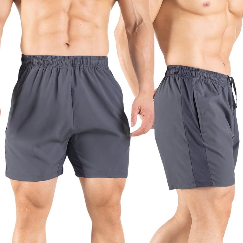 Gaglg Men's 5" Running Shorts 2 Pack Quick Dry Athletic Workout Gym Shorts with Zipper Pockets Dark Grey/Light Grey,Medium