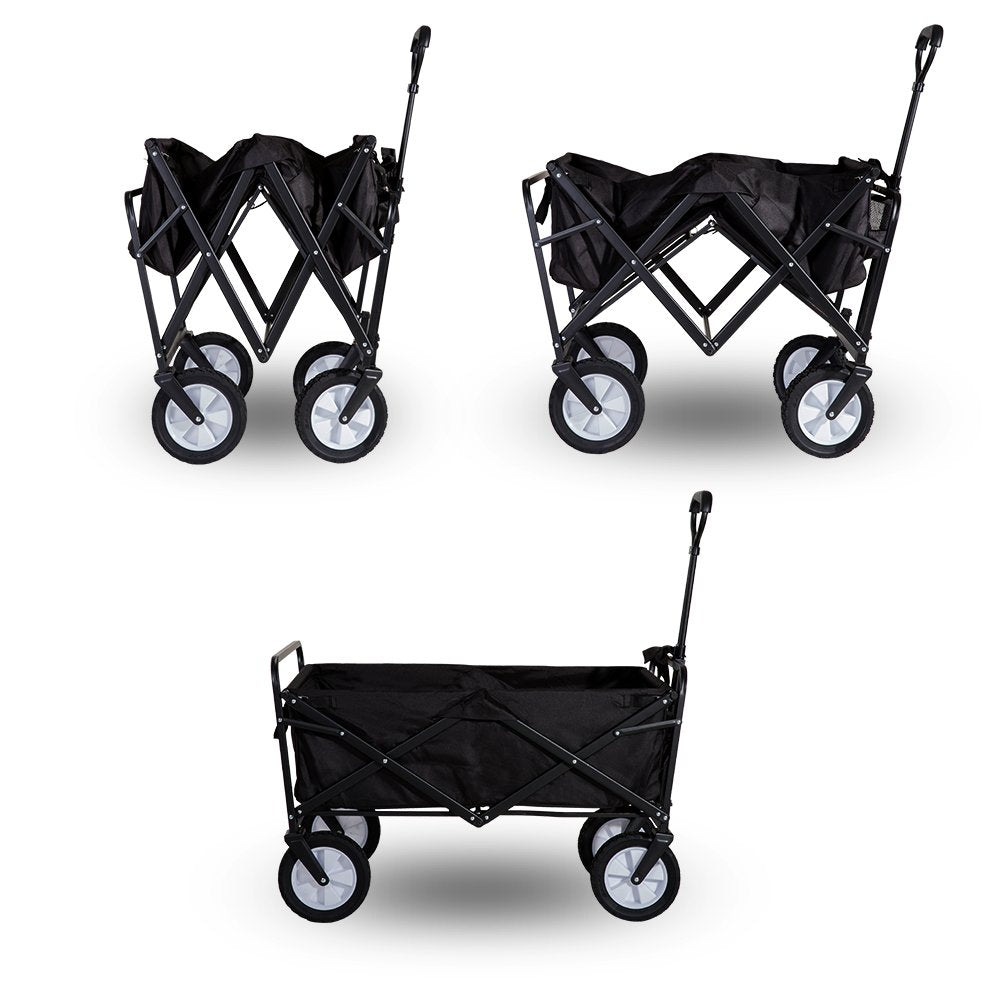 LIFE CARVER Folding Camping Cart Garden Wagon 4 Wheeled Collapsible Festival Trolley, Portable Garden Cart & DIY Waste Wagon - 150KG Capacity