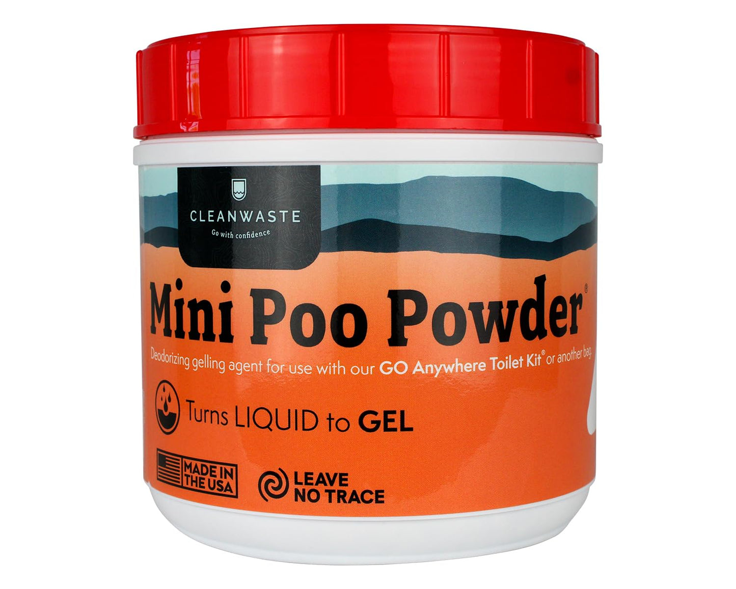 Cleanwaste Portable Mini Poo Powder Deodorizing Waste Treatment - 55 Scoops - Pee and Poop Gelling Powder for Camping, Travel, Emergencies