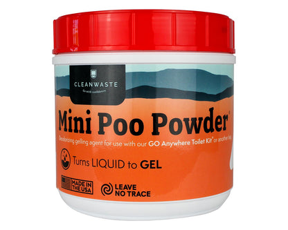Cleanwaste Portable Mini Poo Powder Deodorizing Waste Treatment - 55 Scoops - Pee and Poop Gelling Powder for Camping, Travel, Emergencies