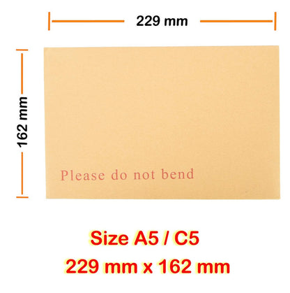Arpan 229mm x 162mm A5 C5 Manilla Hard Board Backed Envelopes Do Not Bend (Pack of 50)