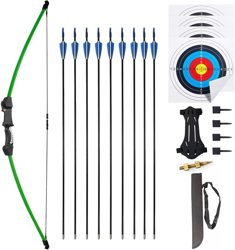 Youth Bow and Arrows Set - 45" Recurve Archery Kit for Kids 8-12 | Includes 9 Arrows & 4 Targets for Outdoor Fun