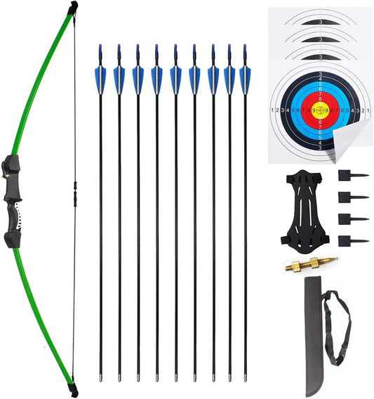 Youth Bow and Arrows Set - 45" Recurve Archery Kit for Kids 8-12 | Includes 9 Arrows & 4 Targets for Outdoor Fun
