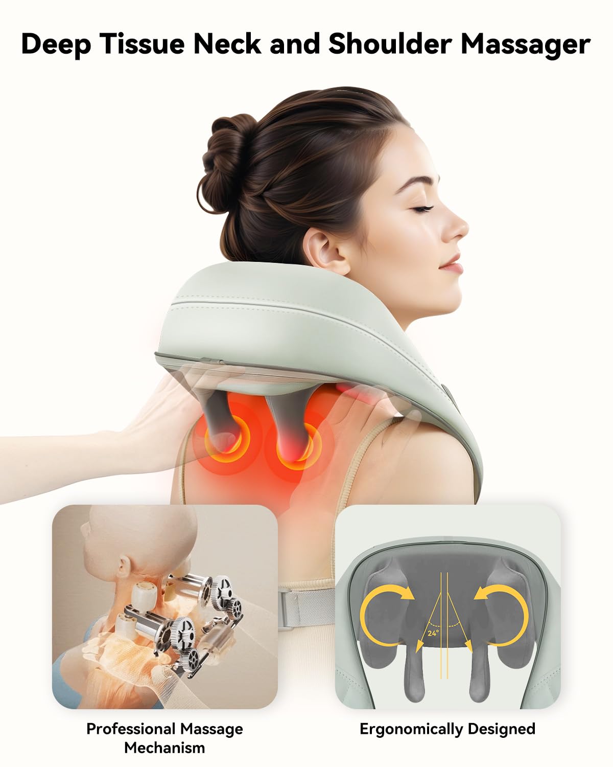 Snailax Neck Massager for Pain Relief Deep Tissue, Neck Massage with Heat, Cordless Massager for Back and Shoulder Pain, Deep Kneading Back Massager, Gift for Mom Dad