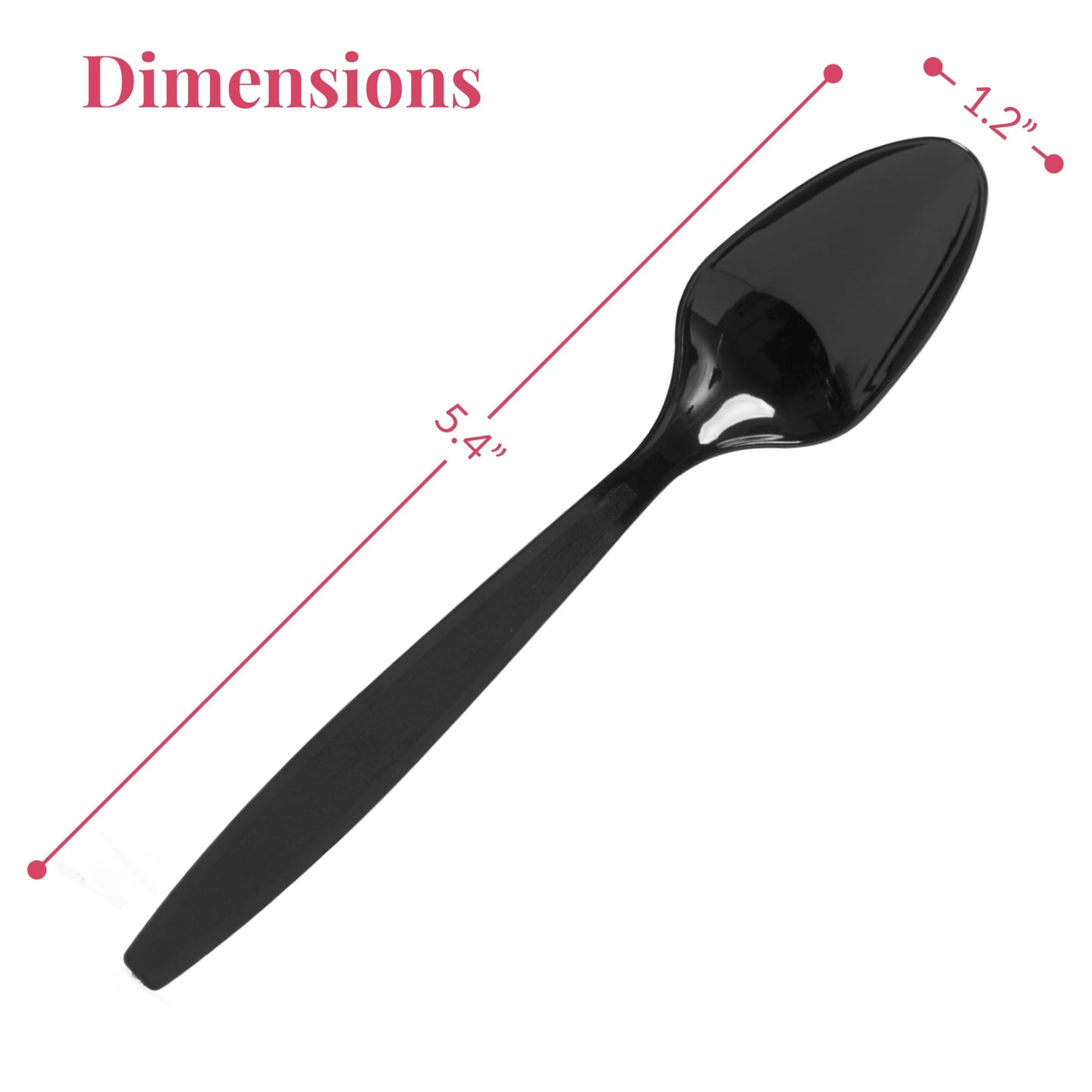 Prestee 300 Black Plastic Spoons Bulk - Durable Disposable Plastic Silverware Spoons - Heat-Resistant Spoon Cutlery - Heavy Duty Flatware Pack - Disposable Silverware Utensil Set for Hot and Cold Food