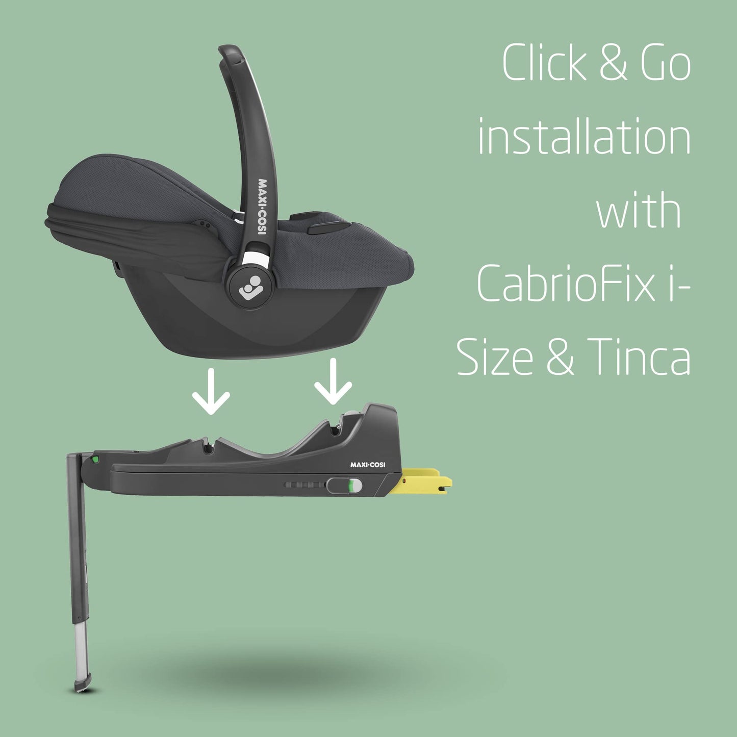 Maxi-Cosi CabrioFix i-Size Car Seat Base, 40-75 cm, 0-12 kg, ISOFIX Car Seat Base, Installation Feedback, Click & Go, Compatible with the Maxi-Cosi CabrioFix i-Size Baby Car Seat