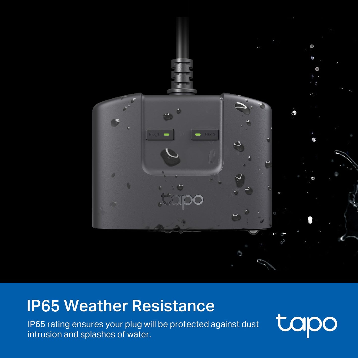 Tapo Outdoor Smart Dimmer Plug for Outdoor Lights, Matter, App Control, IP65 Weather Resistant, Works with Siri, Alexa, Google, ETL Certified, Energy Monitoring,150WLED/CFL, 2.4GHZ WiFi Only, P430M