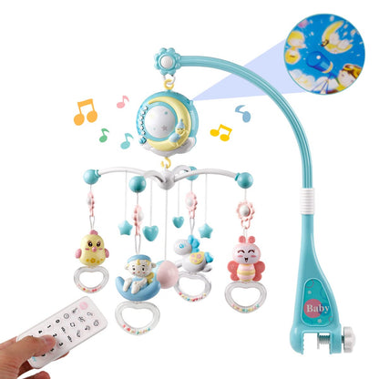 Mini Tudou Baby Musical Mobile Crib with Music and Lights, Timing Function, Projection, Take-Along Rattle and Music Box for Babies Boys Girls Toddlers