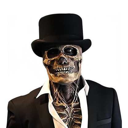 AUSTUFF Halloween Skull Mask,Scary Full Head Horror Mask with Movable Jaw, Scary Realistic Latex Helmet Cosplay Party Props (a mask and a hat)