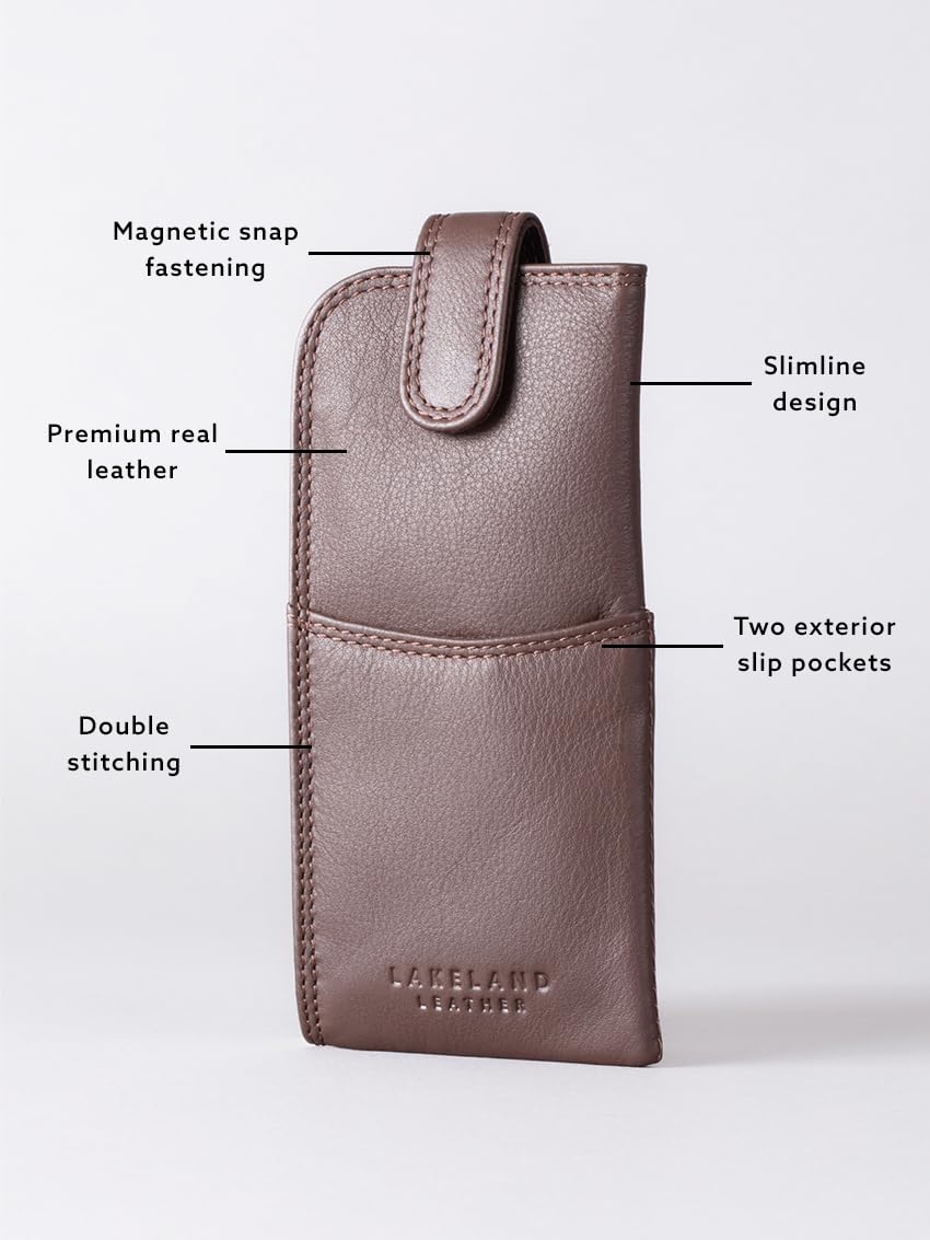 Real Leather Glasses Case in Brown genuine leather spectacle pouch ladies mens