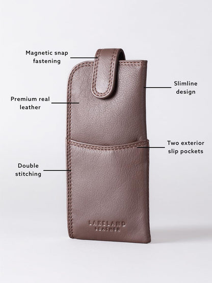 Real Leather Glasses Case in Brown genuine leather spectacle pouch ladies mens