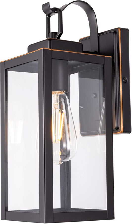 GRUENLICH Outdoor Wall Lantern, Wall Sconce for Porch Lighting Fixture, E26 Base Max 60W, Metal Housing Plus Glass, Oil Rubbed Bronze Finish, Bulb Not Included, 1-Pack
