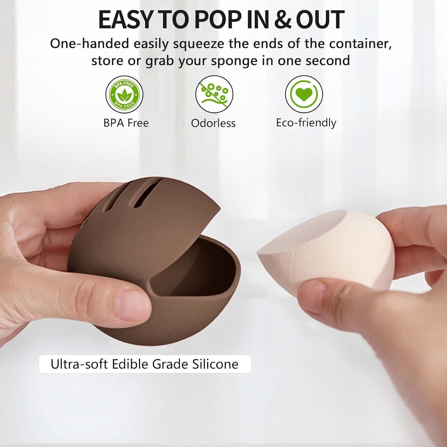 2 Pcs Makeup Sponge Holder,Double-Sided Breathable Silicone Beauty Blender Holder for Travel or Daily,Shatterproof Make-up Travel Case Quick Drying Easy to Carry,Grey+Pink
