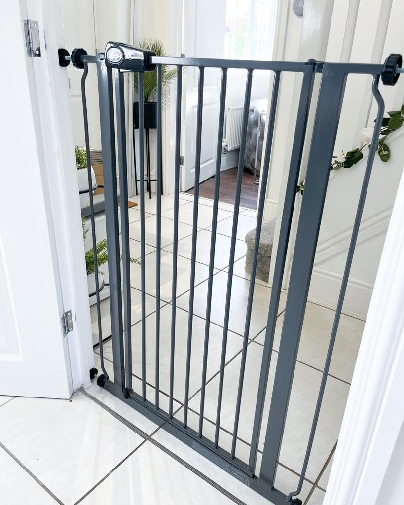 Bettacare Child and Pet Gate, 75cm - 83cm, Slate Grey, Extra Tall Gate 104cm in Height, Pressure Fit Stair Gate, Baby Gate and Suitable for Dog Gate or Pet Barrier, Easy Installation