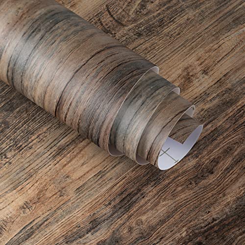 11.8"x78.7" Thick Brown Wood Wallpaper Peel and Stick Wallpaper Self Adhesive Wood Contact Paper for Cabinets Countertops Waterproof Removable Wood Grain Contact Paper for Walls Shelves Drawer