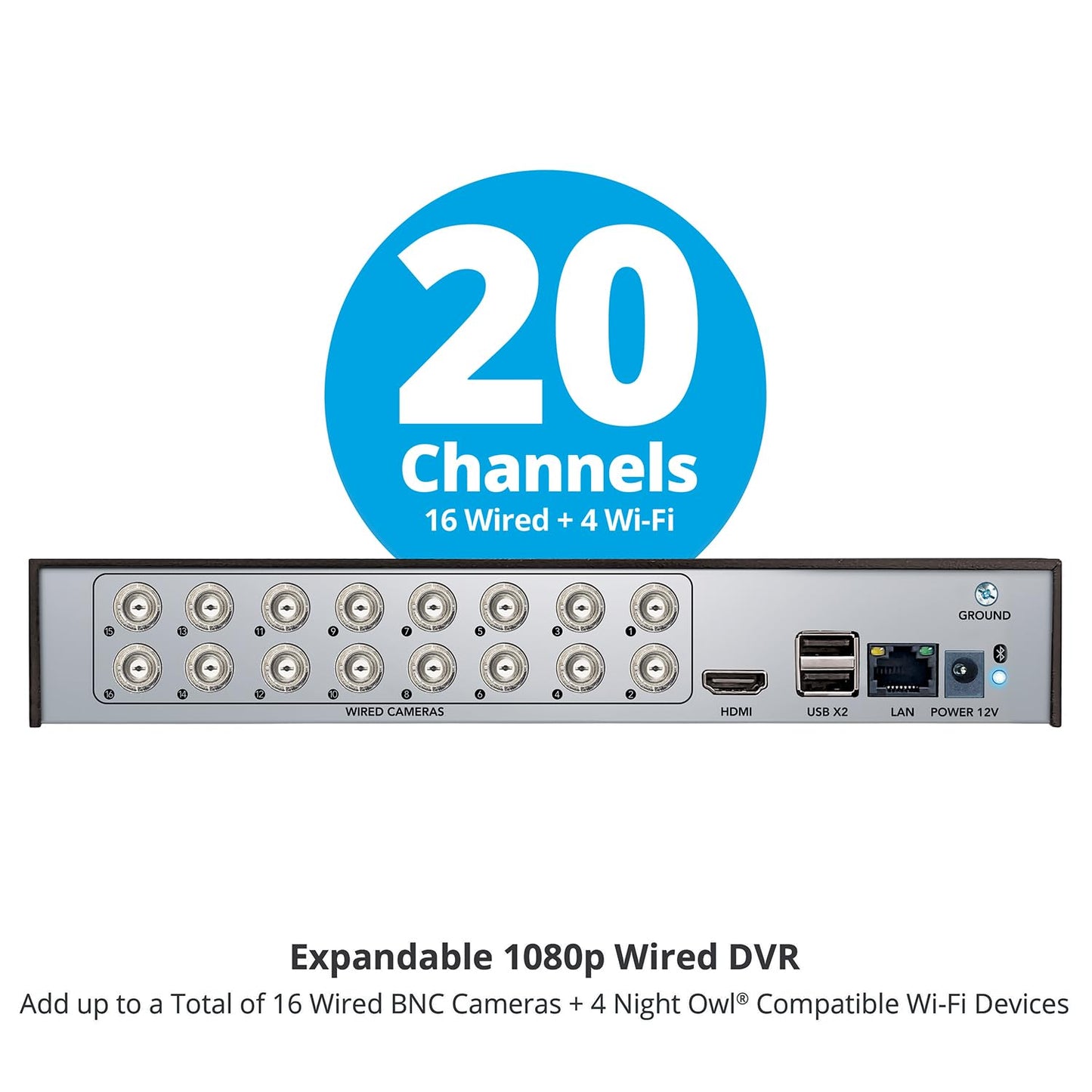 Night Owl 2-Way Audio 20 Channel 1080p Video Home Security DVR with 1TB Hard Drive (Add up to 20 Total Cameras) (1 TB)