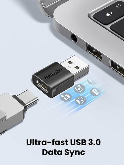 UGREEN USB to USB C Adapter 3Pack, 10Gbps USBC Female to USBA Male Adapter Type C Charge Converter for iPhone 16 15 14 13 Plus Pro Max,iPad Air Mini 6 7,Samsung Galaxy S25,Apple Watch,Black