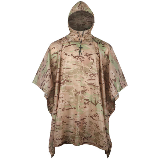 GRVCN Military Rain Poncho, Camouflage Raincoat Outdoor Waterproof Lightweight