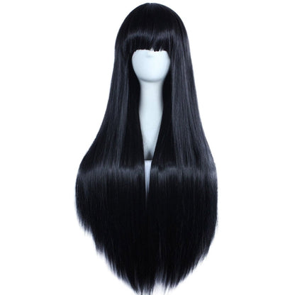 Akstore Wigs 32 inch Long Straight Anime Fashion Women's Cosplay Wig(Black)