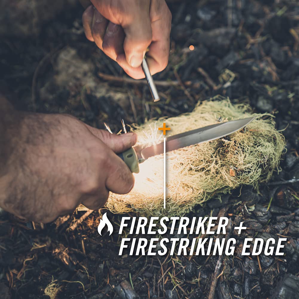 Gerber Gear Ultimate Survival Knife, Fixed Blade Knife with Combo Edge, includes Fire Starter Edge and Ferro Rod, Whistle, Sheath with Integrated Sharpener - Bushcraft, Hunting and Camping Tool