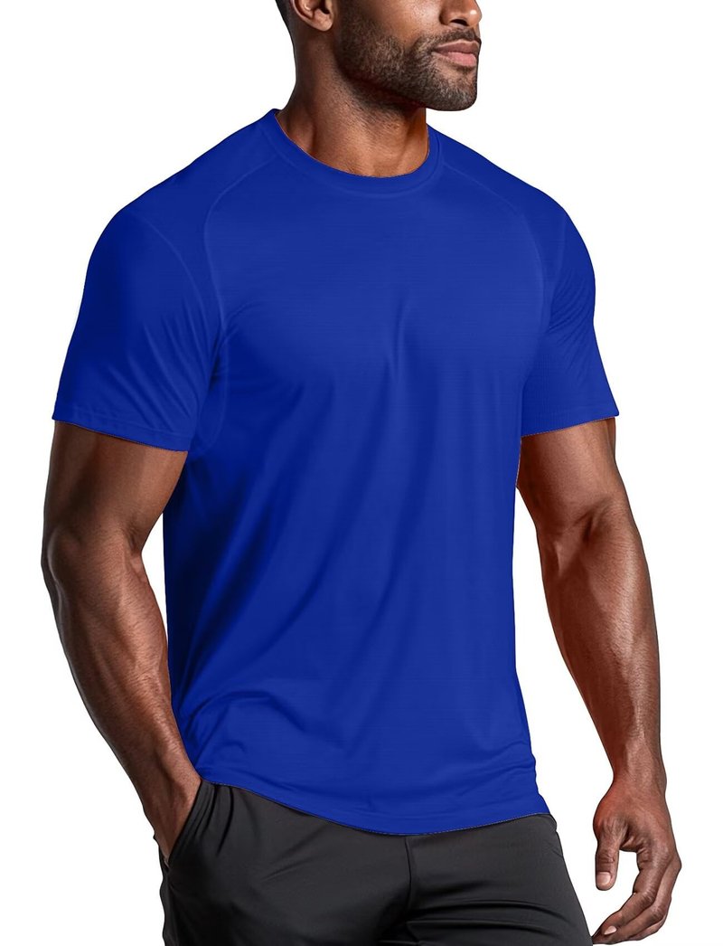 Zengjo Mens Athletic Shirts Short Sleeve Quick Dry Moisture Wicking Gym Workout Tee(Royal Blue,X-Large)
