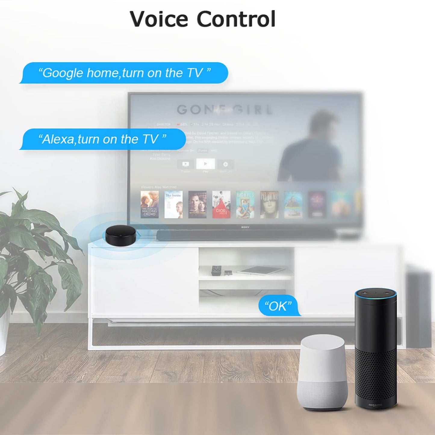 WiFi Smart Remote Controller Smart Home Infrared Universal Remote Blaster,One for All Control AC TV DVD CD AUD Air Conditioner SAT etc,No Hub Required Compatible with Alexa and Google Home(IR)