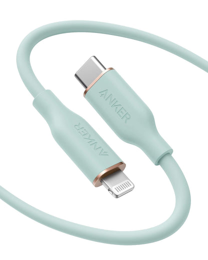 Anker USB C to Lightning Cable, MFi Certified Powerline III Flow Silicone Charging Cable for iPhone 13 13 Pro (Cloud White, 6ft)