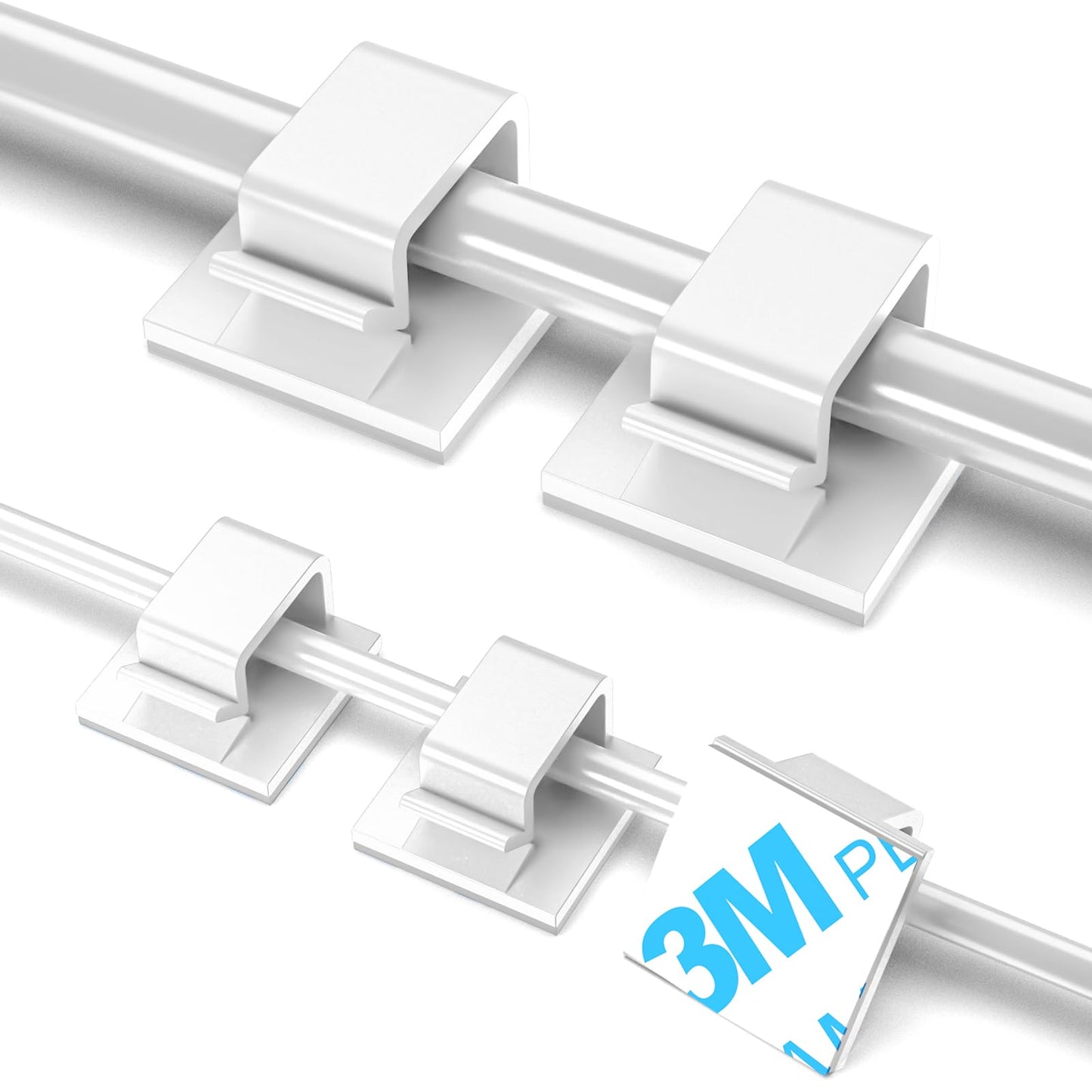 100 PCS Adhesive Cable Clips White (Small & Large), Upgraded Wall Wire Holder for Cord Organizer Cable Management, Outdoor Light Clips Hooks for LED, Car Dash Cam, HDMI, Extension Cord