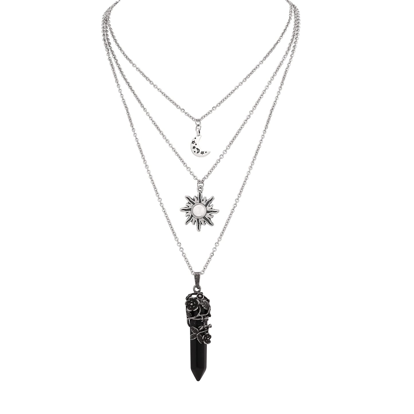 Sacina Gothic Crescent Moon Choker, Moon Sun Star Choker Necklace, Goth Gothic Necklace, Halloween Christmas Jewelry Gift for Women