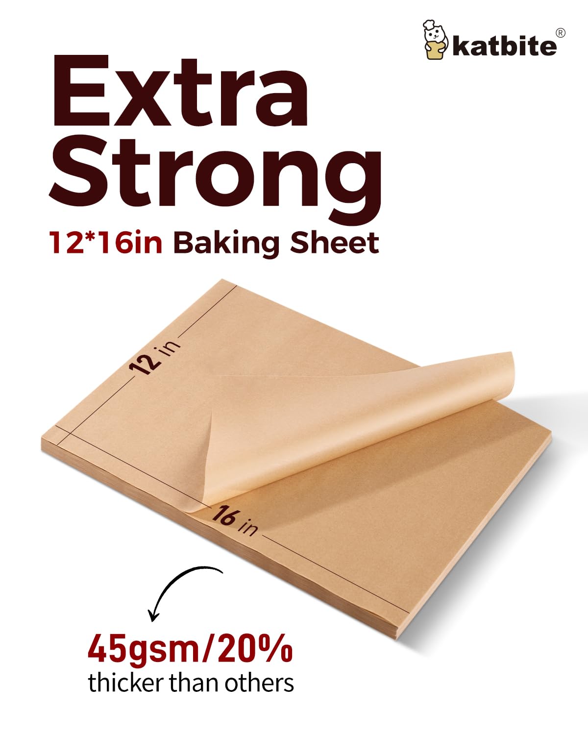 Unbleached Parchment Paper 200 PCS, Katbite 12X16 inches（30X40cm） Baking Paper, Heavy Duty and Non-Stick Parchment Paper Sheets for Baking for Air Fryer, Grilling, Steaming
