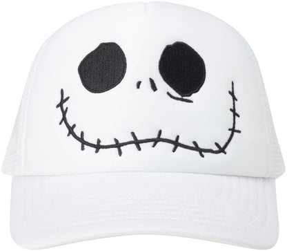 Disney Nightmare Before Christmas Trucker Hat, Snapback Baseball Cap for Men, Jack Skellington White