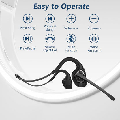 BANIGIPA Open Ear Headphones, Air Conduction Bluetooth Headset, Wireless Earphones Stereo w/Noise-Canceling Boom Microphone, 10 Hrs Playtime, Light and Comfortable for Cell Phone Sport Office Driving