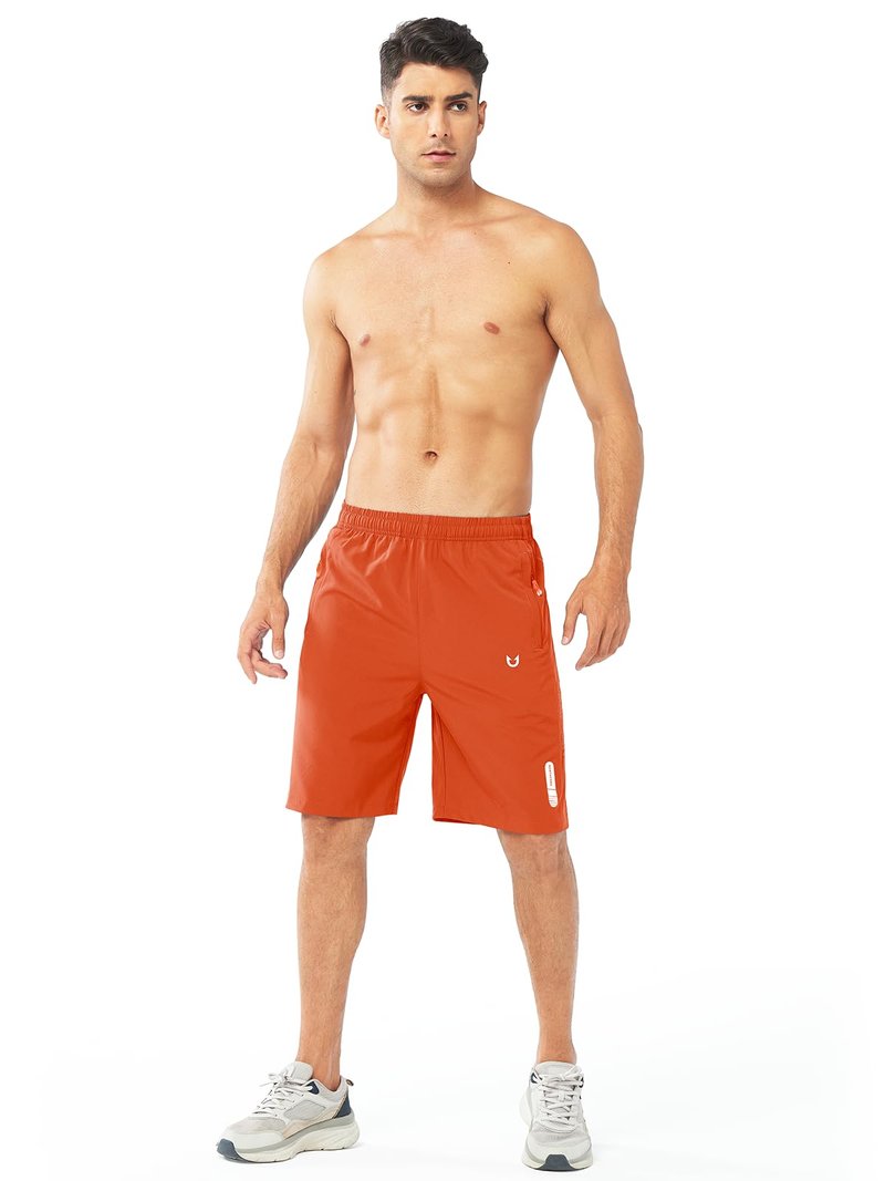 NORTHYARD Men's Athletic Running Shorts Gym Workout 7"/9"/5" Quick Dry Lightweight Sports Basketball Tennis 3 Zipper Pockets ORANGE-9inch S