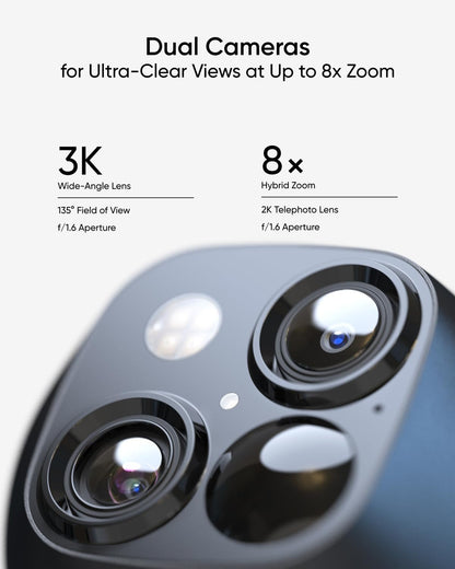 eufy Security SoloCam S340 Dual Cameras Solar Security Camera Outdoor Wireless, 3K Home Security Camera, 360° Surveillance, No Blind Spots, 2.4 GHz Wi-Fi, HomeBase S380 Compatible, No Monthly Fee