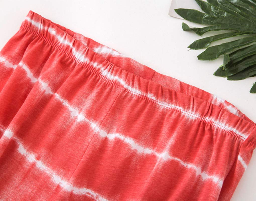 GTLY Womens Plus Size Pajama Sets Summer Cotton Sleepwear Tops with Capri Pants Pjs Ladies Orange Stripe Pajama Set