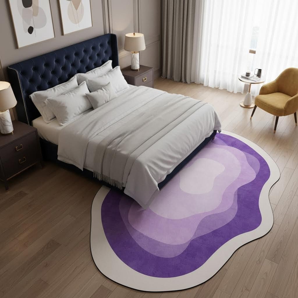 FVPSORBAT Purple Beige Modern Minimalist Aesthetics Geometric Area Rug 4x6 Boho Girls Rugs for Bedroom Odd Shaped Rugs Living Room Diningroom Nursery Office Hallway Guestroom Farmhouse Art Deco Rug