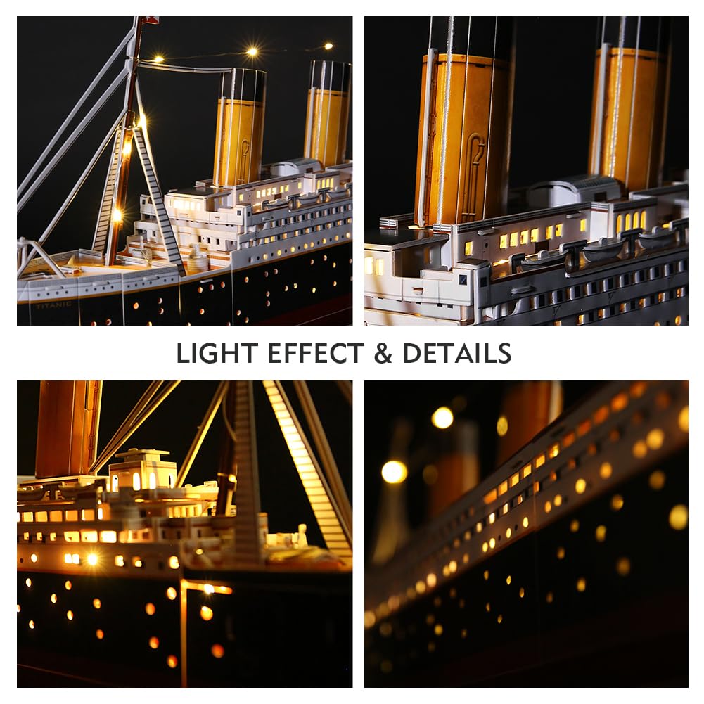 CubicFun LED 3D Puzzle, 88 cm, Titanic Ship Model Toys for Adults and Teens, 266 Pieces