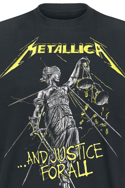Metallica Men's Justice for All Tracks BL_TS: L T-Shirt, Black (Black Black), Large (Size:Large)