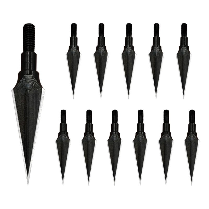 Traditional Archery Broadheads 100/125 Grain - Heat-Treated Arrow Tips for Compound, Recurve Bow & Crossbow, 12 PK for Hunting & Target Practice with 1 PK Broadhead Storage Case (100 Grain Break)