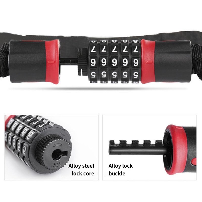 CFIKTE Bike Lock: 5 Digit Combination High Security Anti Theft Bike Chain Lock,Heavy Duty Resettable Keyless Bicycle Lock for Bike, Motorcycle, Scooter, Door & Gate (Chain Length: 60cm (23.62 inch))