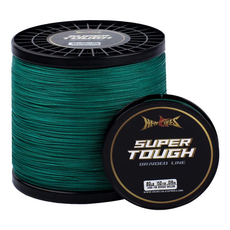 HERCULES Super Tough Braided Fishing Line 20 pounds Test Moss Green 20LB (1000 Yards) - 4 Strands
