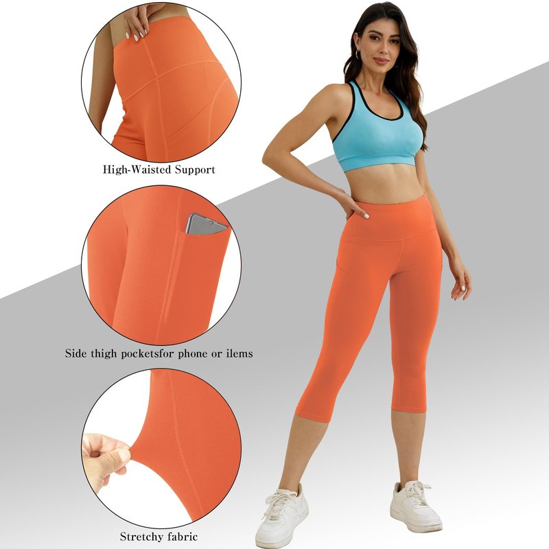 Match Womens High Waisted Active Yoga Pants with Pockets Tummy Control Workout Buttery Soft Leggings
