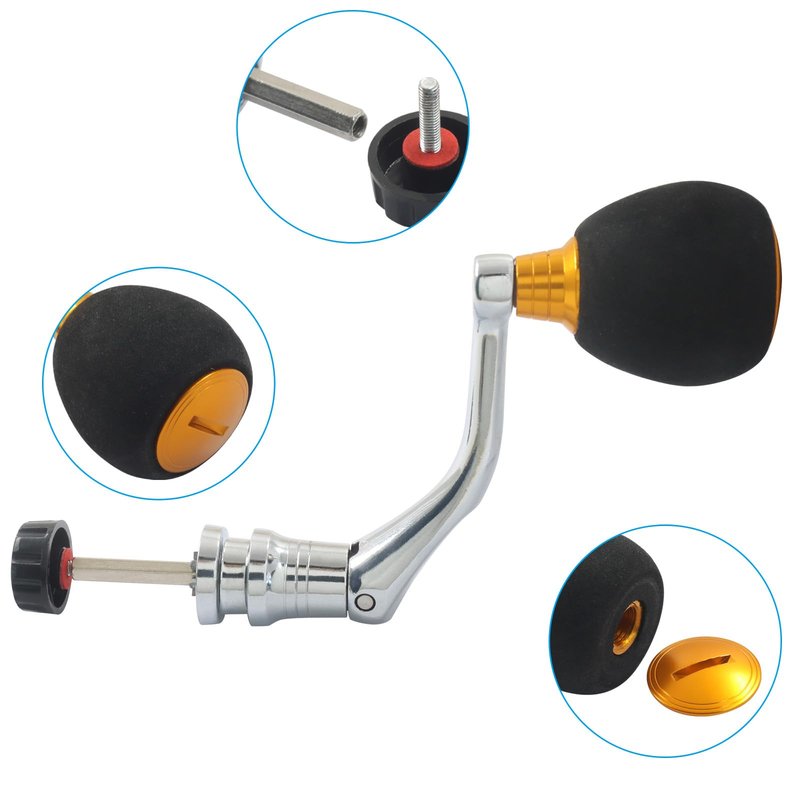 Cionyce Fishing Spinning Reel Handle - Rocker Arm Replacement Power Handle Grip in for Spinning Fishing Reels, Fishing Reel Accessories & Maintenance Tools (Gold)