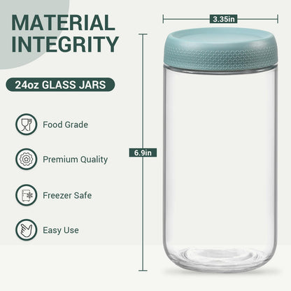 NETANY 6-pack 16 oz Overnight Oats Containers with Lids, Glass jars with Airtight Lids, Wide mouth Mason Salad jars, Glass Food Storage Containers for Snacks Yogurt Spice Sugar