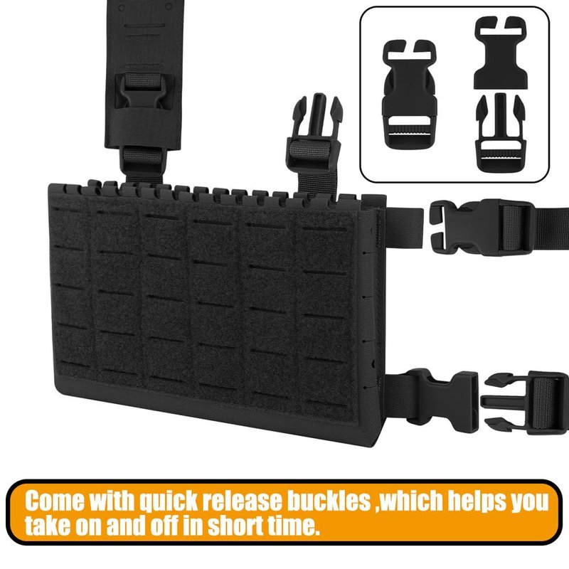 KRYDEX Laser Cut Shoulder Strap H Harness and Back Strap with Quick Release Buckles for MK3 MK4 MK5 Chest Rig (BK)