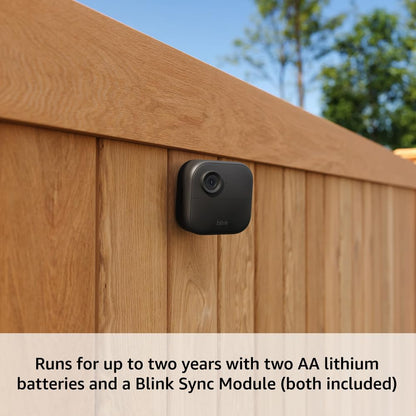 Blink Outdoor 4 (newest model) – Wireless smart security camera, two-year battery life, 1080p HD day and infrared night live view, two-way talk. Sync Module Core included – 1 camera system