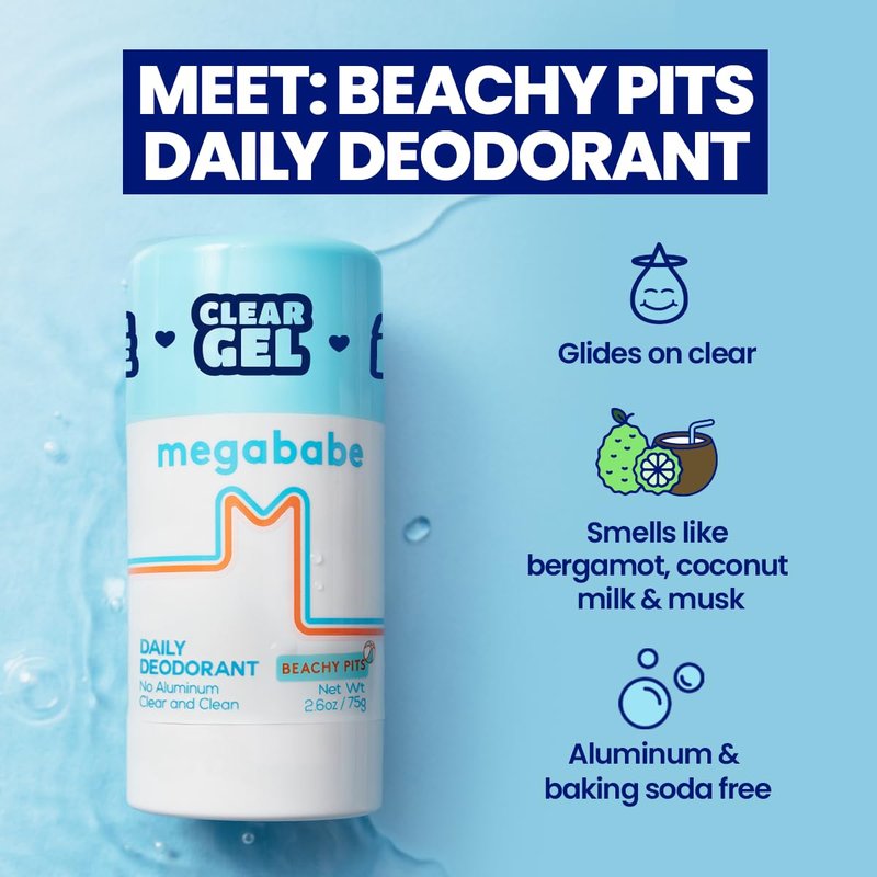 Megababe Beachy Pits Daily Deodorant, Fresh Scent, 2.6 Ounce, Stick