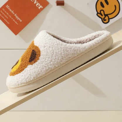 Bear Slippers for Women White Teddy Bear Slipper Indoor and Outdoor fluffy Cartoon Indoor Warm Fleece Shoe Winter Soft Cozy Home Non-Slip Soft Plush Slip-on Wool Lined Shoes